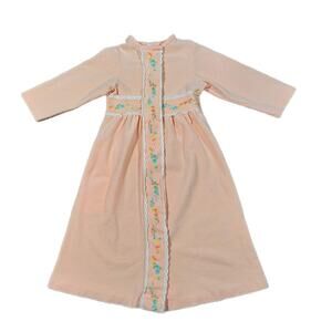 VINTAGE 70S FLORAL EMBROIDERY YOUTH HOUSE COAT